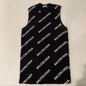 BALENCIAGA Rib-Knit Logo Sleeveless Top SZ Small